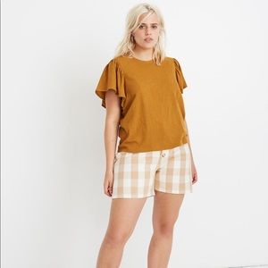 Madewell Flutter-Sleeve Tee in Chartreuse